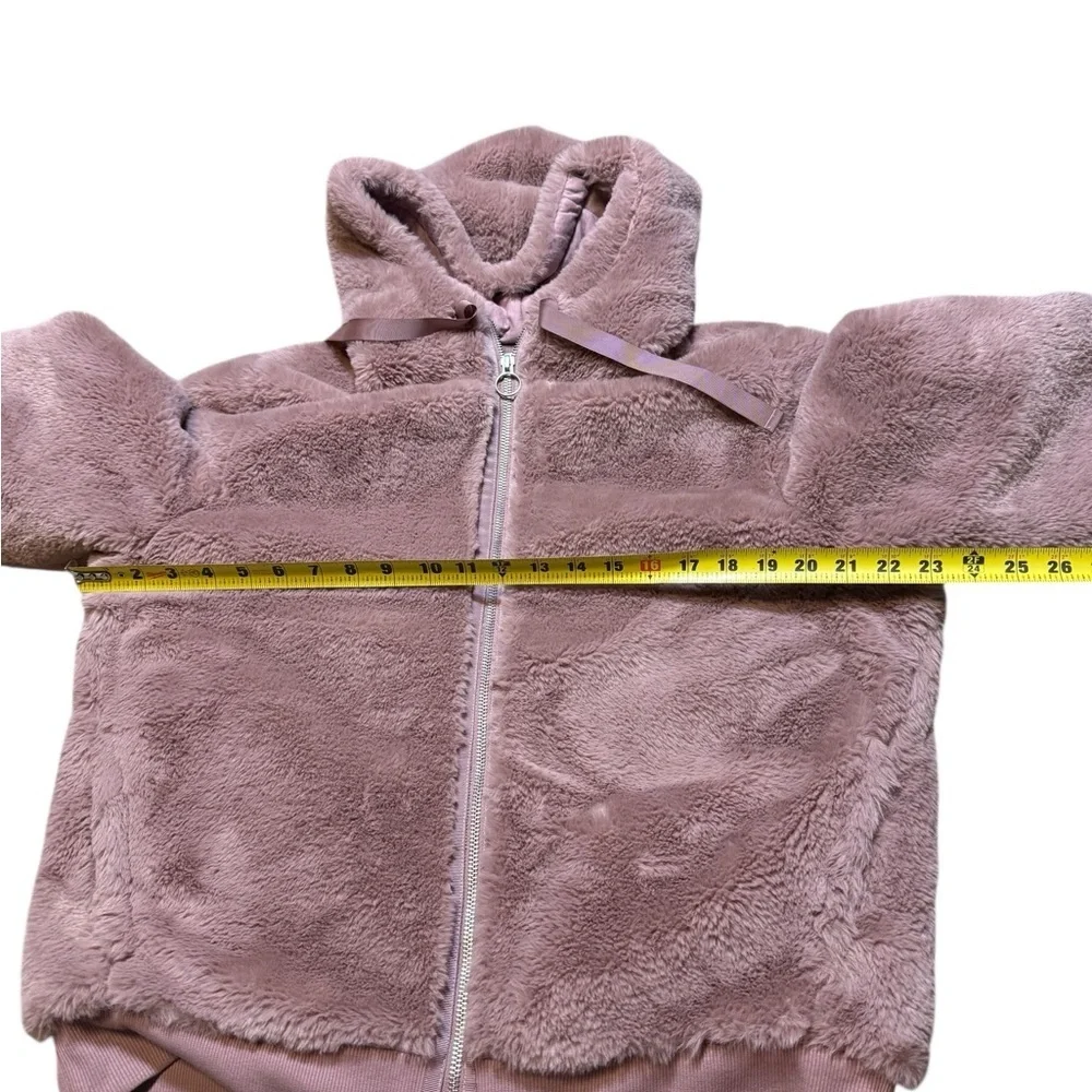 Athleta Ritual Jacket Women’s M Mauve Hooded Faux Fur Full Zip Winter Coat - Picture 5 of 11